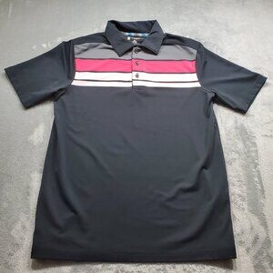 St. Andrews of Scotland Polo Golf Shirt Striped Pink Gray Men Sz S